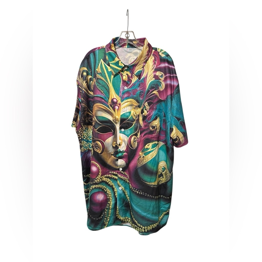 Colorful Mask Print Shirt - Picture 10 of 14